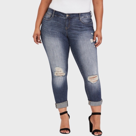 torrid Denim - TORRID Boyfriend Straight Premium Stretch Mid-Rise Jeans